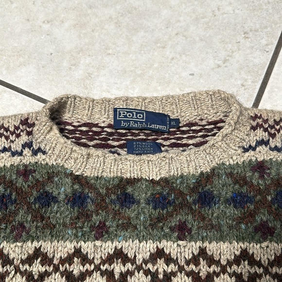 Polo Ralph Lauren Hand Knit Wool Silk Linen Blend Pullover Fairs Isle Sweater - Picture 4 of 13